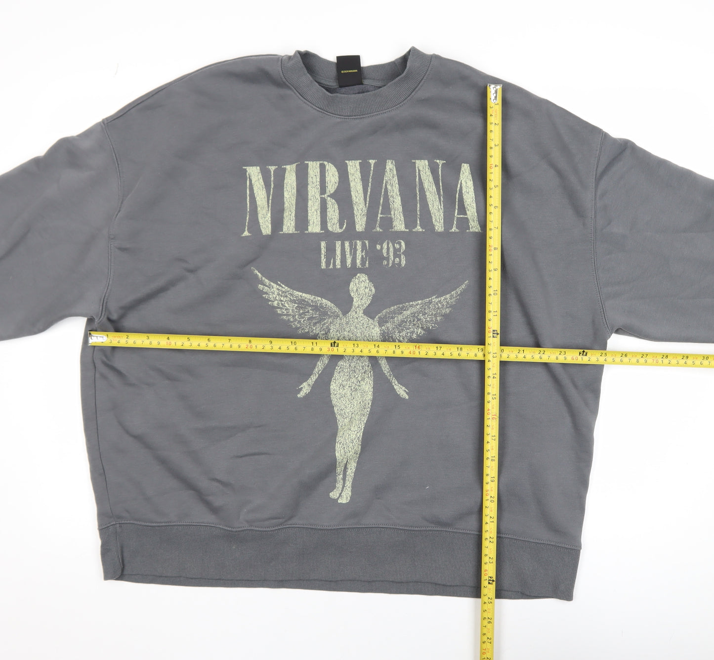 Nirvana Grey Graphic Pullover Sweatshirt Women L Cotton Blend