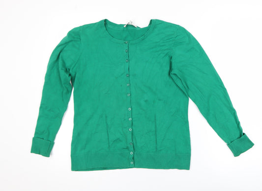Laura Ashley Women's Green Cotton Blend Button Cardigan UK 14