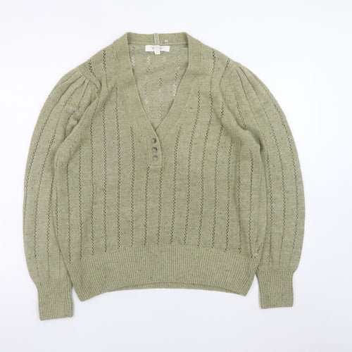 Marks and Spencer Women’s Green V-Neck Henley Knit Jumper Size 18