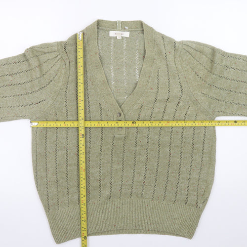 Marks and Spencer Women’s Green V-Neck Henley Knit Jumper Size 18