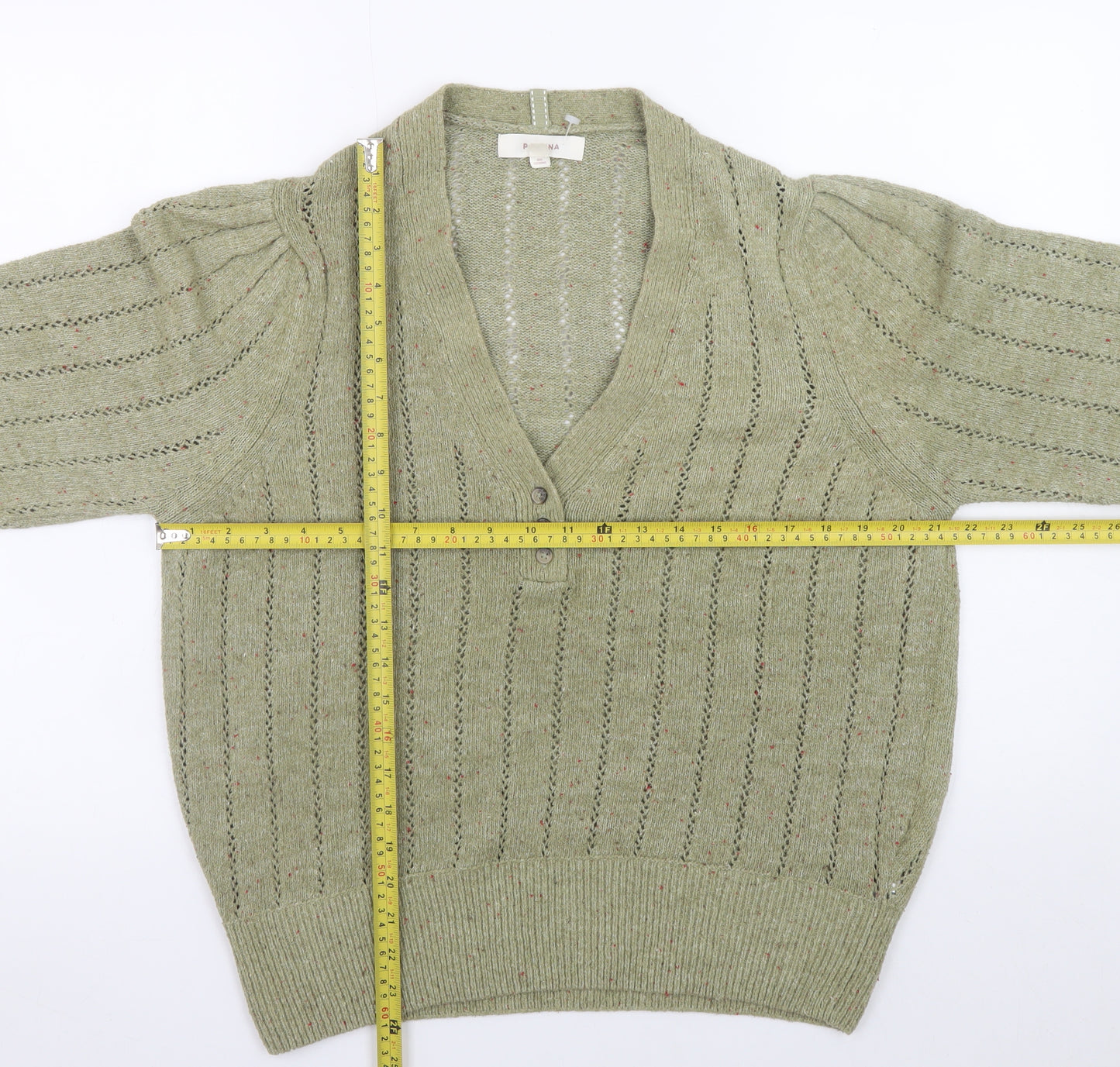 Marks and Spencer Women’s Green V-Neck Henley Knit Jumper Size 18