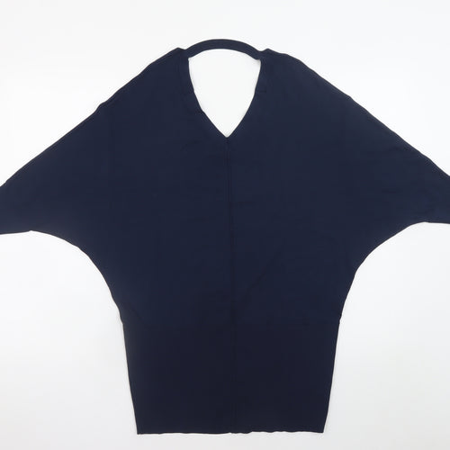 Karen Millen Women’s Blue V-Neck Dolman Sleeve Knit Jumper XS