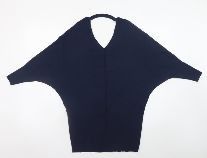 Karen Millen Women’s Blue V-Neck Dolman Sleeve Knit Jumper XS