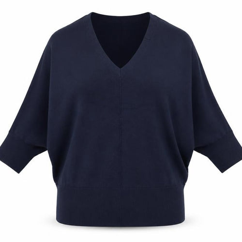 Karen Millen Women’s Blue V-Neck Dolman Sleeve Knit Jumper XS