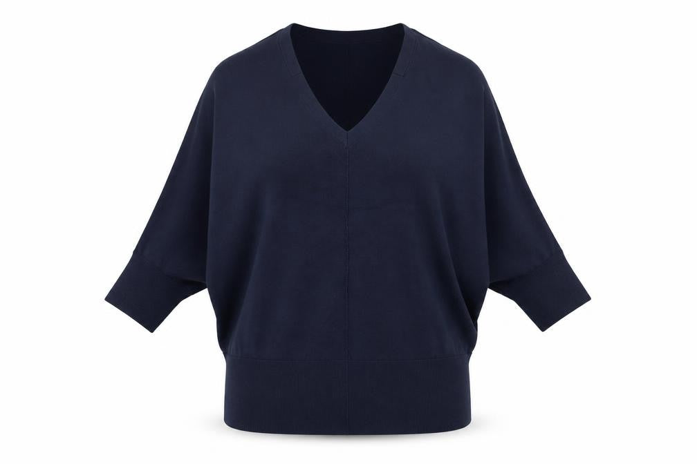 Karen Millen Women’s Blue V-Neck Dolman Sleeve Knit Jumper XS