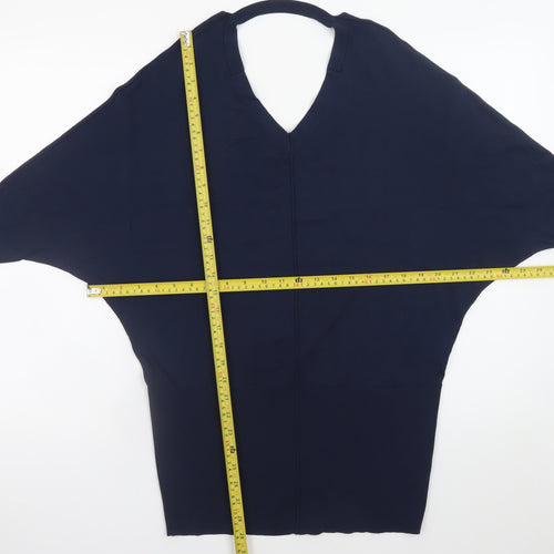 Karen Millen Women’s Blue V-Neck Dolman Sleeve Knit Jumper XS