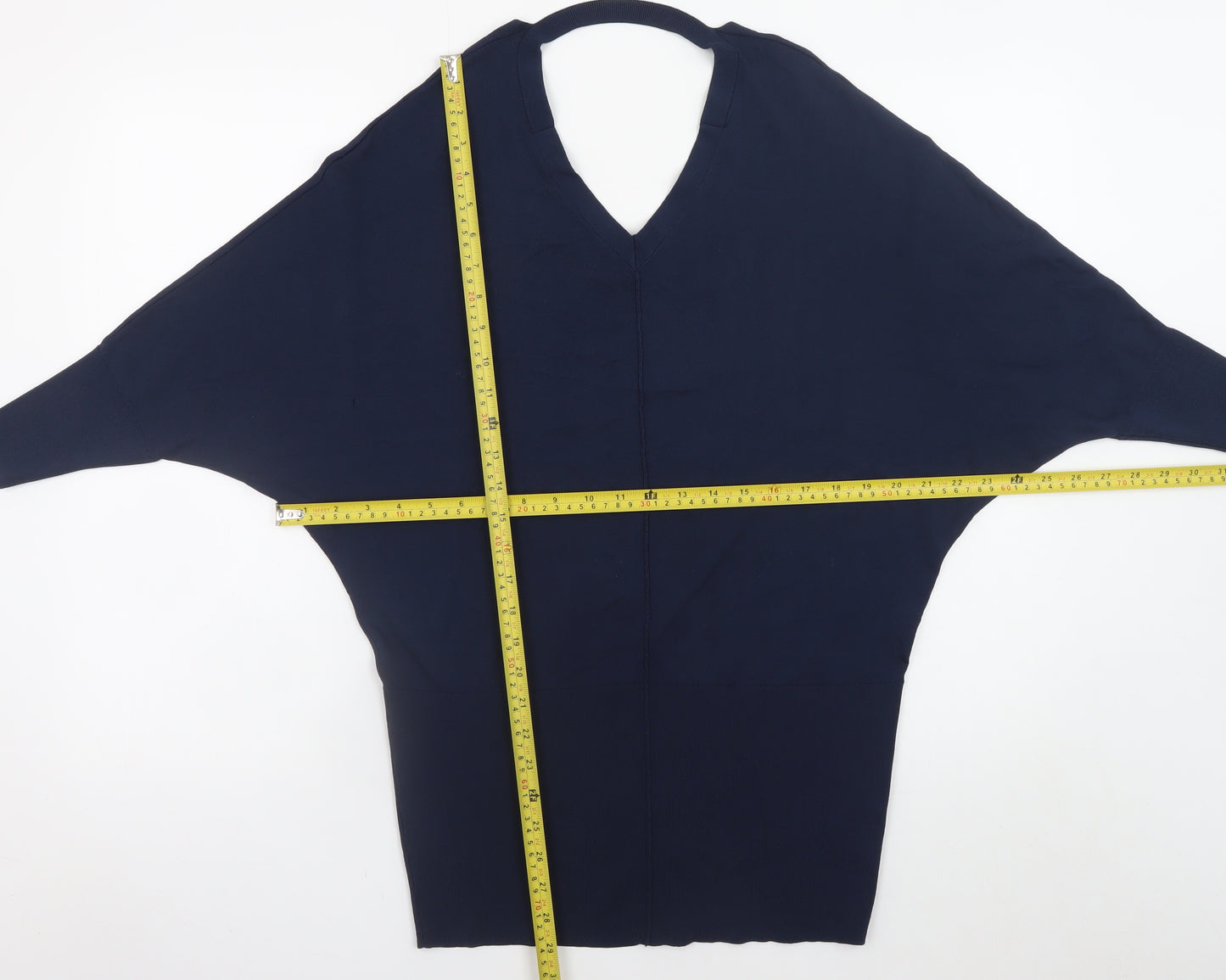 Karen Millen Women’s Blue V-Neck Dolman Sleeve Knit Jumper XS