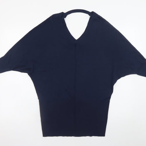 Karen Millen Women’s Blue V-Neck Dolman Sleeve Knit Jumper XS