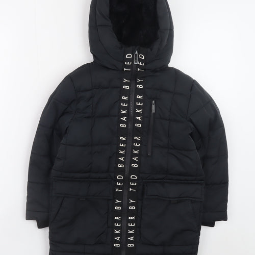 Ted Baker Boys Black Hooded Puffer Coat 4 Years - Lined Winter Jacket