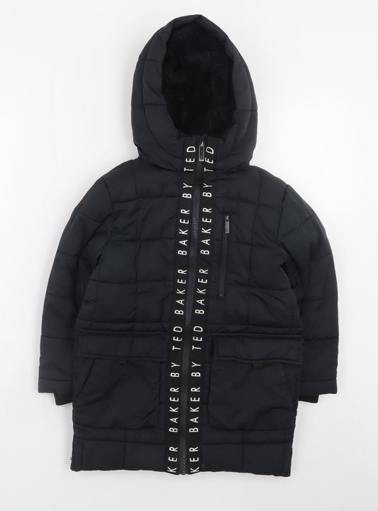 Ted Baker Boys Black Hooded Puffer Coat 4 Years - Lined Winter Jacket