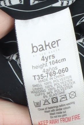 Ted Baker Boys Black Hooded Puffer Coat 4 Years - Lined Winter Jacket