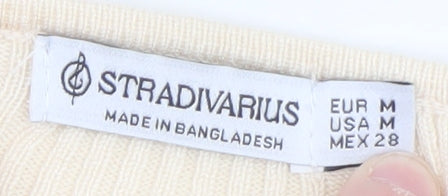 Stradivarius Women’s Beige Ribbed Knit Bodycon Midi Dress Size 10