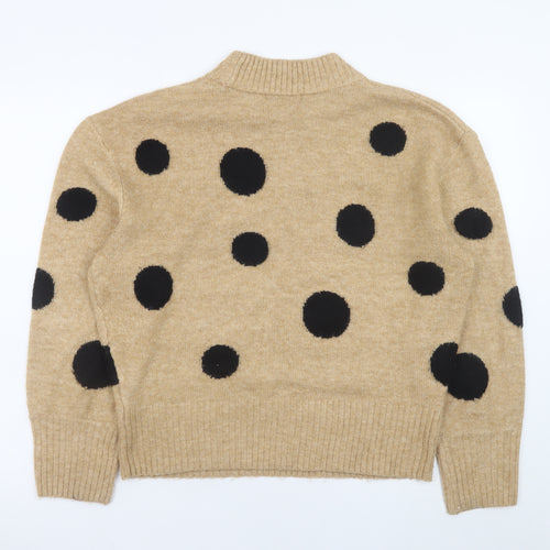 Marks and Spencer Women's Beige Polka Dot Crew Neck Jumper M