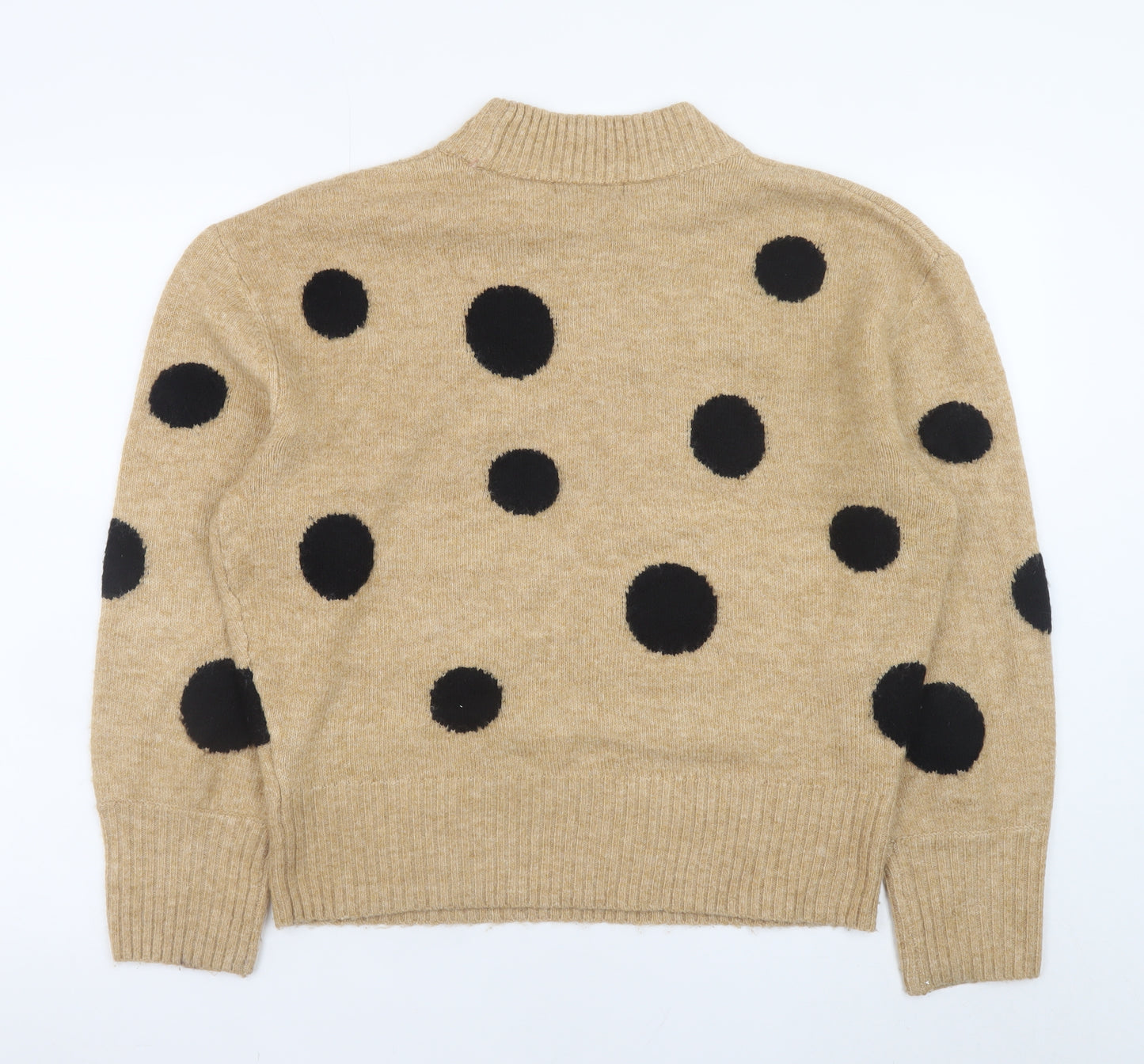 Marks and Spencer Women's Beige Polka Dot Crew Neck Jumper M