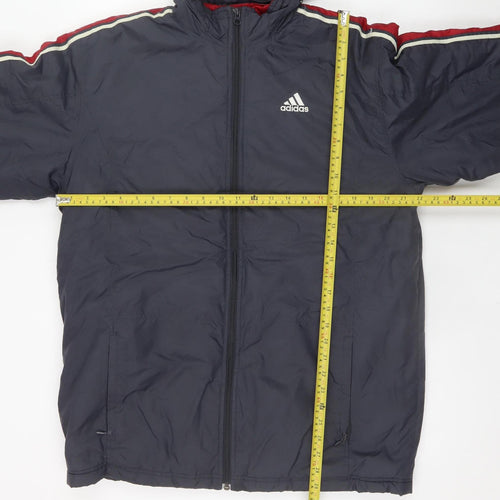 Adidas Men's Blue Hooded Puffer Jacket Size S Water Resistant Full Zip