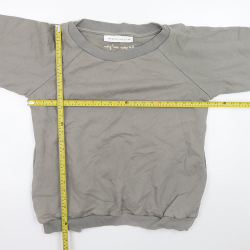 Om & Ah Women Grey Pullover Sweatshirt Size Small Relaxed Fit