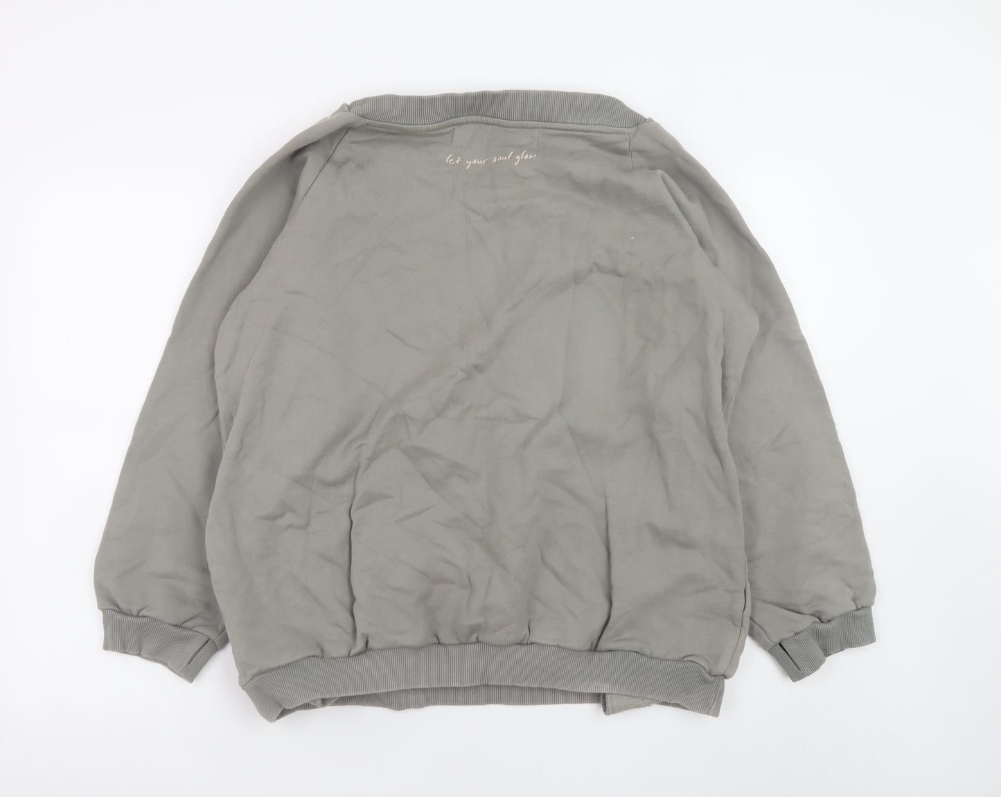 Om & Ah Women Grey Pullover Sweatshirt Size Small Relaxed Fit