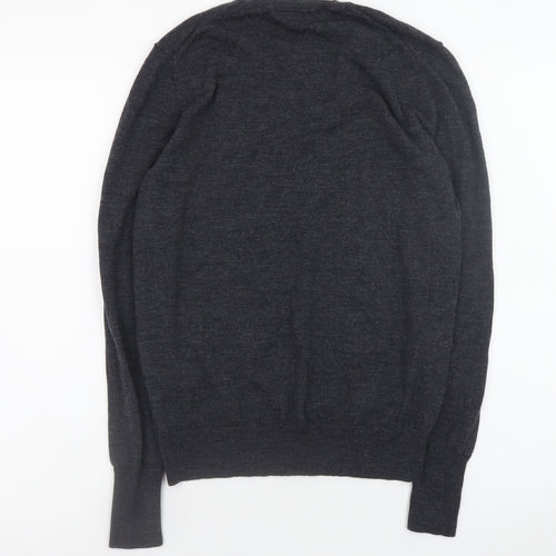 Uniqlo Women's Black Wool V-Neck Jumper M Long Sleeve Pullover