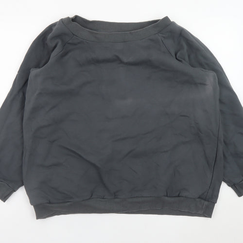 Om & Ah Women Charcoal Grey Pullover Sweatshirt S/M Relaxed Fit