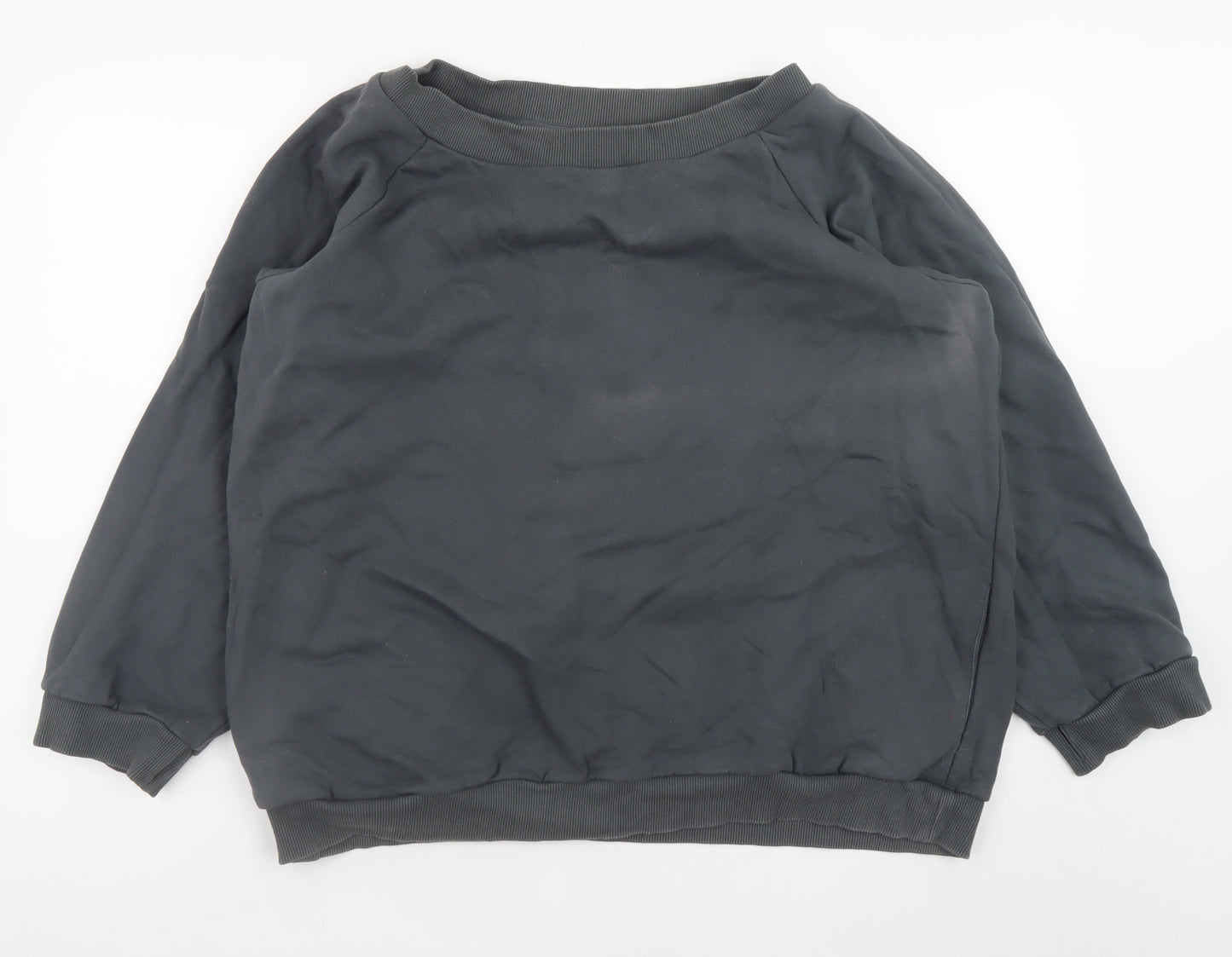 Om & Ah Women Charcoal Grey Pullover Sweatshirt S/M Relaxed Fit