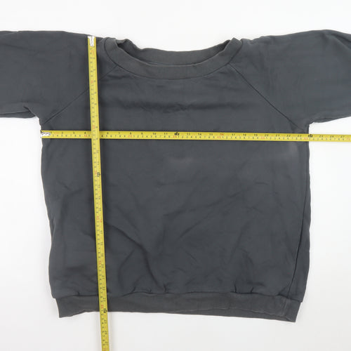 Om & Ah Women Charcoal Grey Pullover Sweatshirt S/M Relaxed Fit