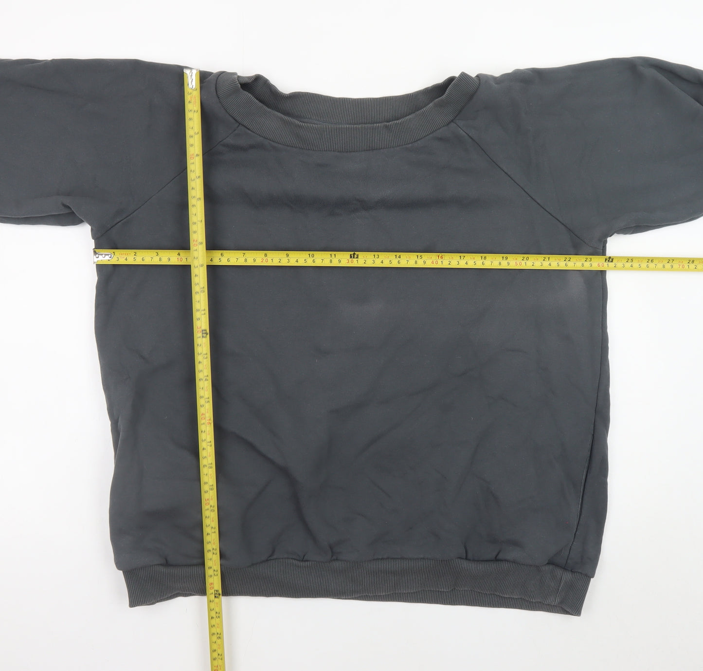 Om & Ah Women Charcoal Grey Pullover Sweatshirt S/M Relaxed Fit
