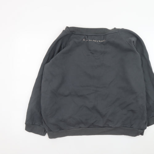 Om & Ah Women Charcoal Grey Pullover Sweatshirt S/M Relaxed Fit
