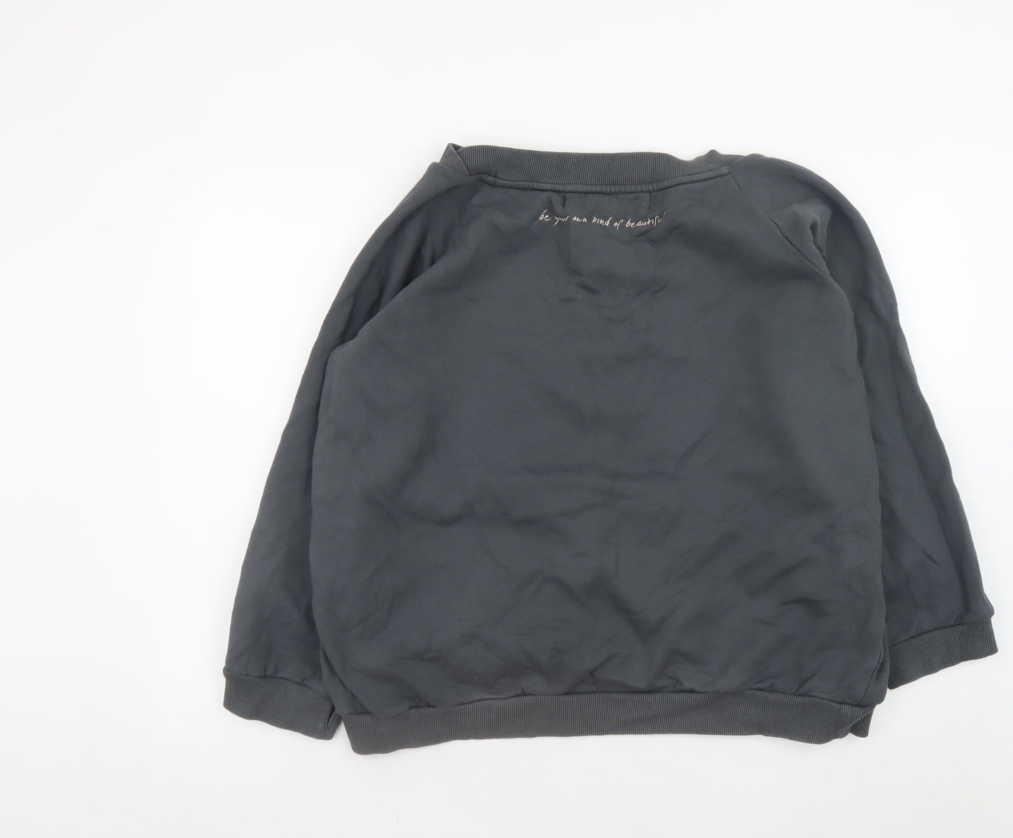 Om & Ah Women Charcoal Grey Pullover Sweatshirt S/M Relaxed Fit