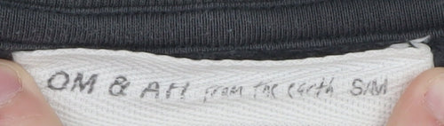 Om & Ah Women Charcoal Grey Pullover Sweatshirt S/M Relaxed Fit