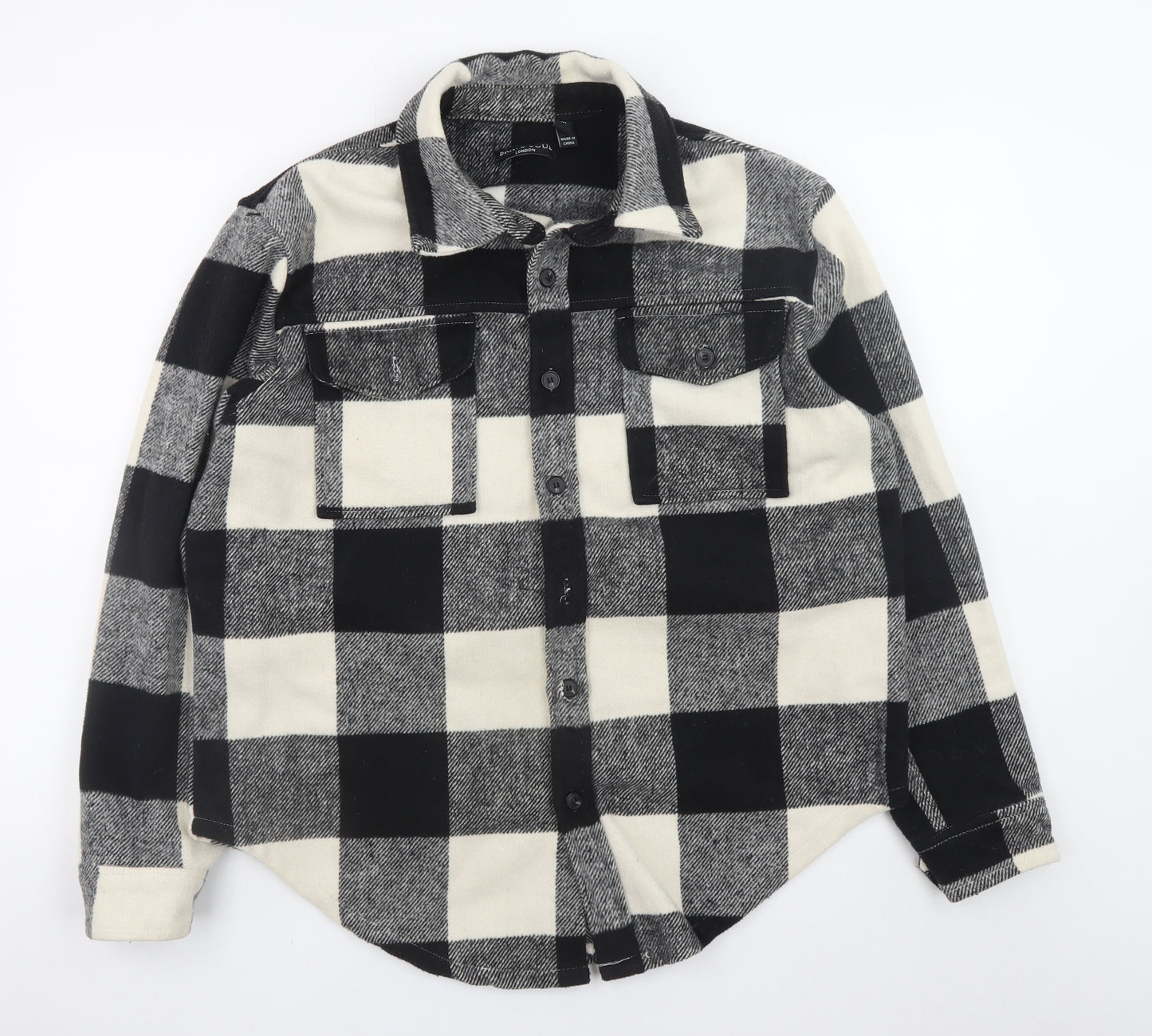 Brave Soul Men's Black Check Flannel Jacket M Casual Button Shirt