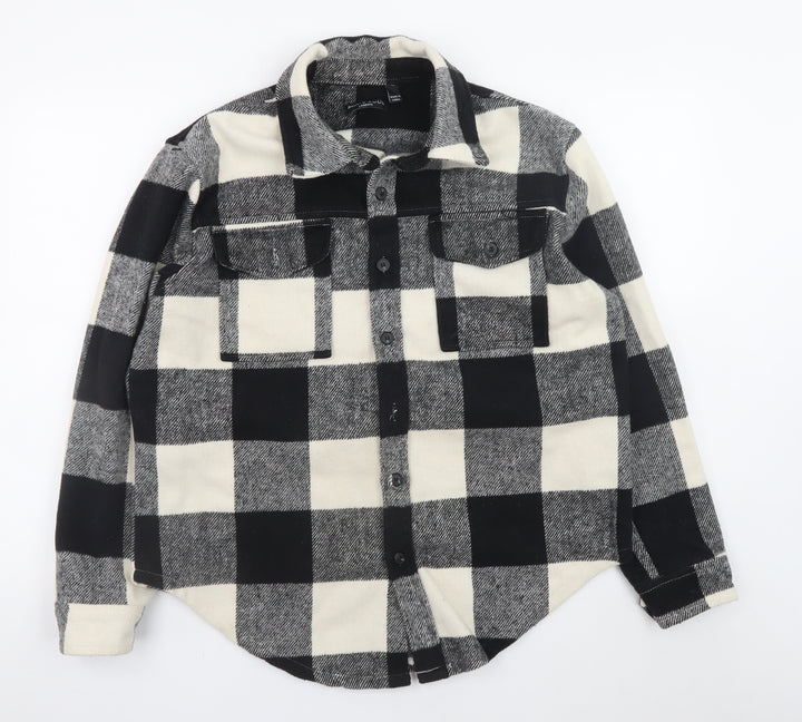 Brave Soul Men's Black Check Flannel Jacket M Casual Button Shirt