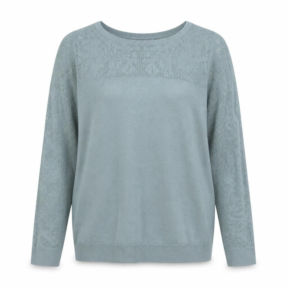 Front view of H&M Women's Green Cotton Modal Open-Knit jumper, size 12