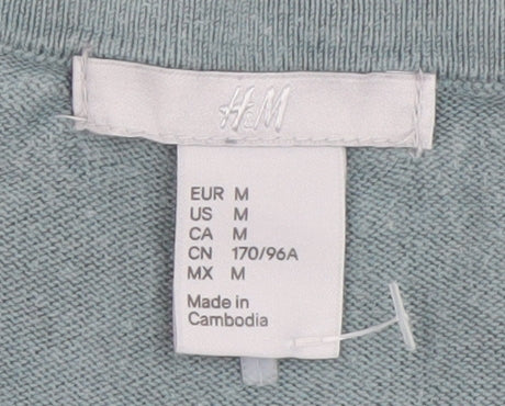 H&M Women's Green Cotton Modal Open-Knit Pullover Jumper Size 12