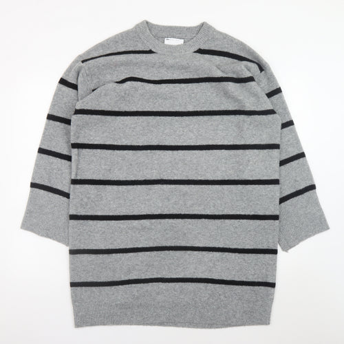 ASOS Design Women’s Grey Striped Sweater Dress Size 8-10 Knit Stretch