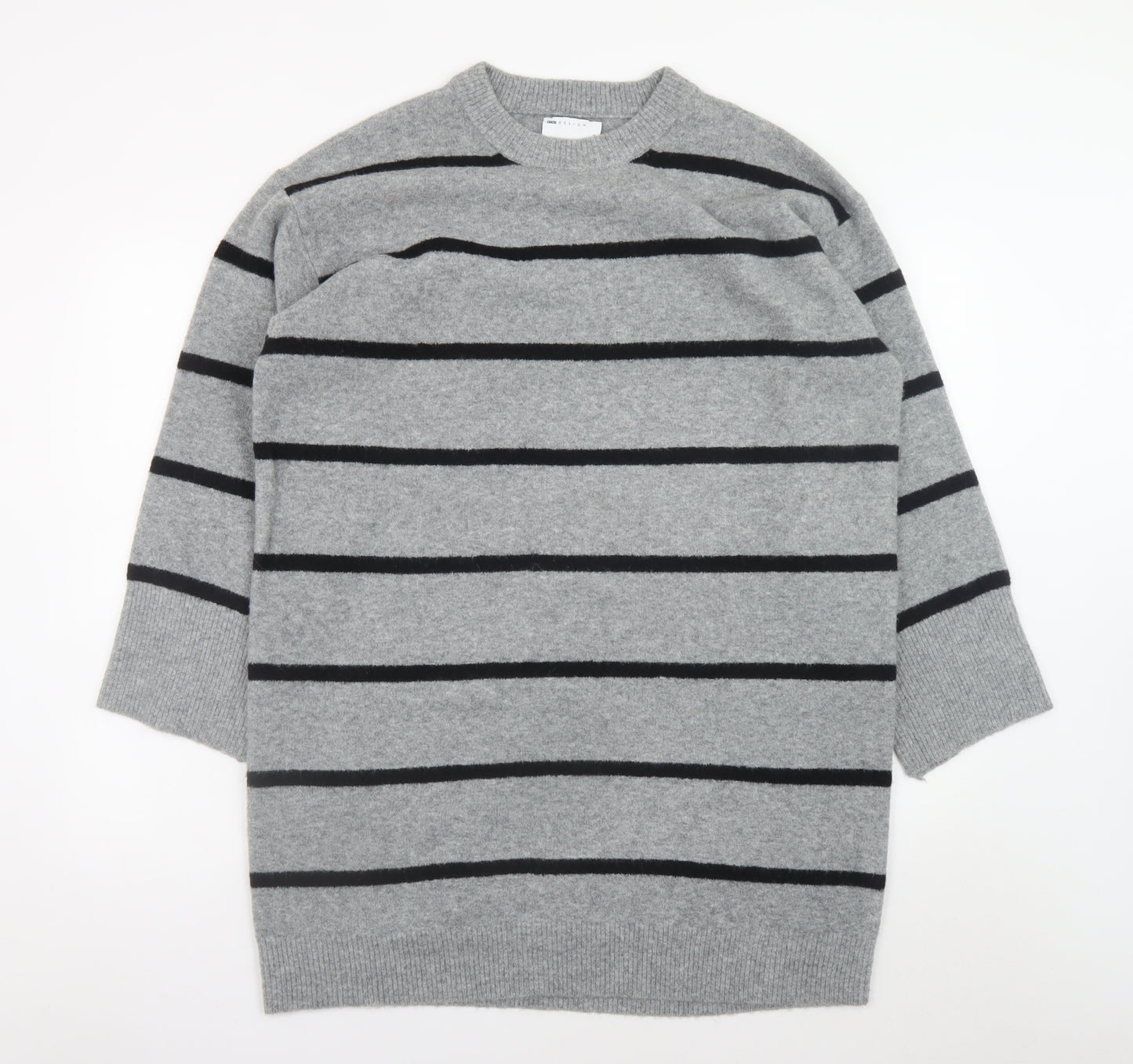 ASOS Design Women’s Grey Striped Sweater Dress Size 8-10 Knit Stretch