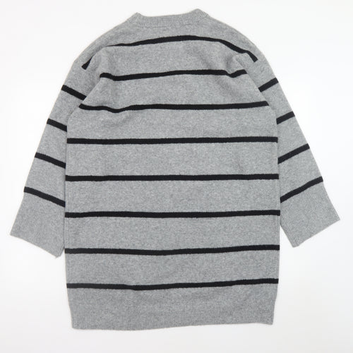 ASOS Design Women’s Grey Striped Sweater Dress Size 8-10 Knit Stretch