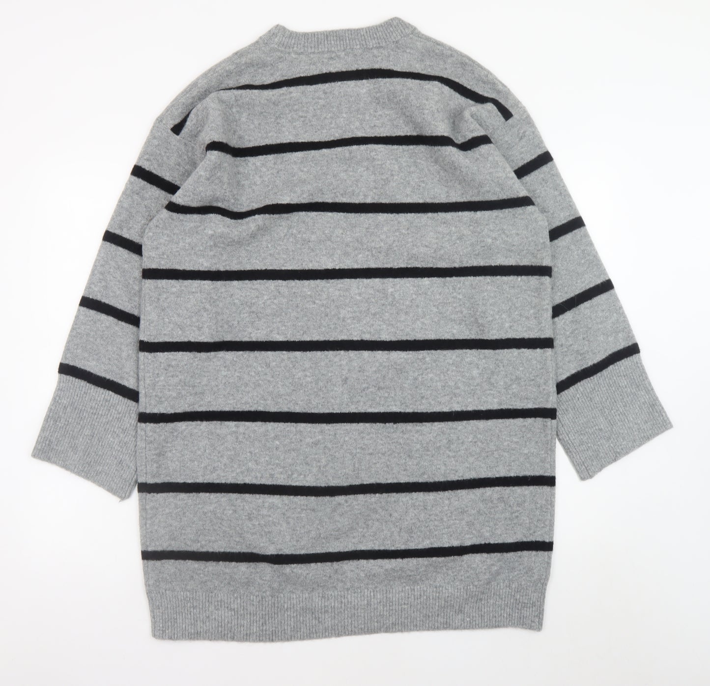 ASOS Design Women’s Grey Striped Sweater Dress Size 8-10 Knit Stretch