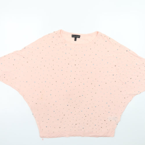Phase Eight Women's Pink Beaded Dolman Jersey T-Shirt Medium