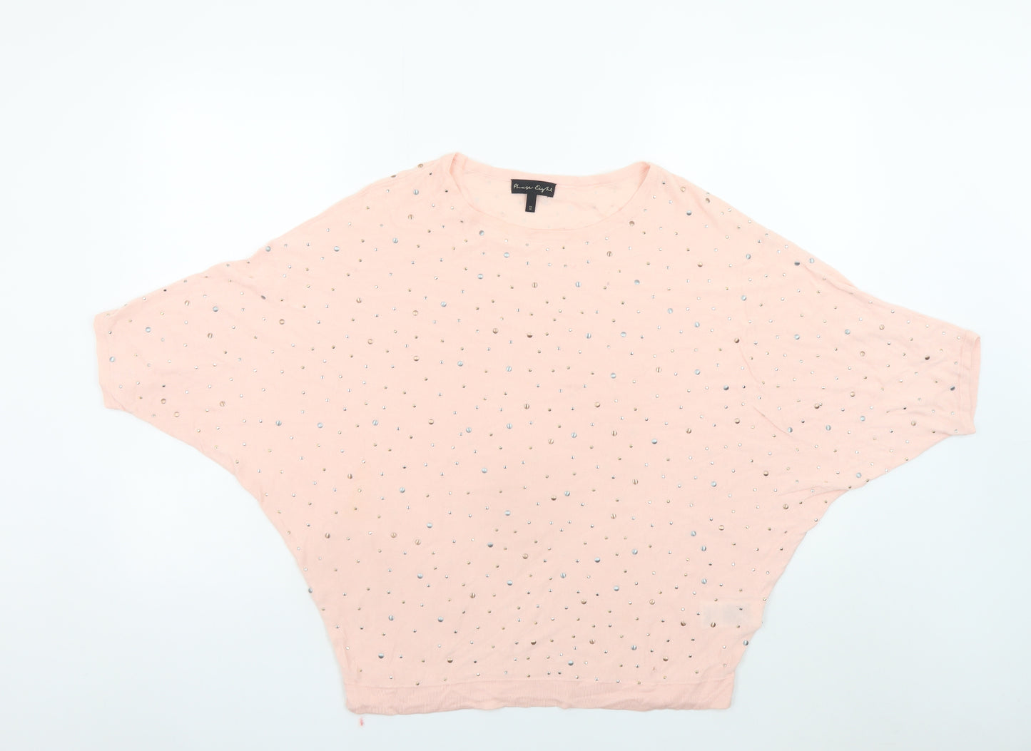 Phase Eight Women's Pink Beaded Dolman Jersey T-Shirt Medium