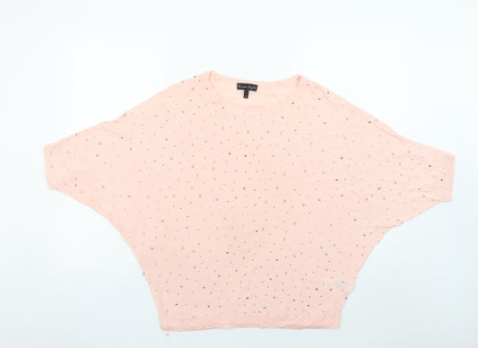 Phase Eight Women's Pink Beaded Dolman Jersey T-Shirt Medium