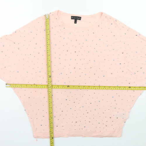 Phase Eight Women's Pink Beaded Dolman Jersey T-Shirt Medium