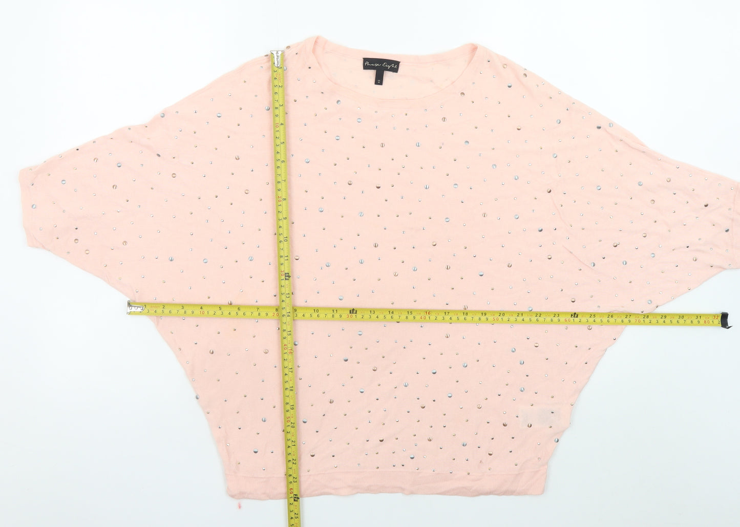 Phase Eight Women's Pink Beaded Dolman Jersey T-Shirt Medium