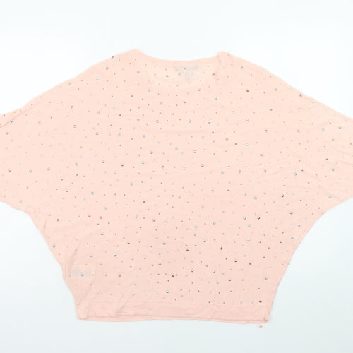 Phase Eight Women's Pink Beaded Dolman Jersey T-Shirt Medium