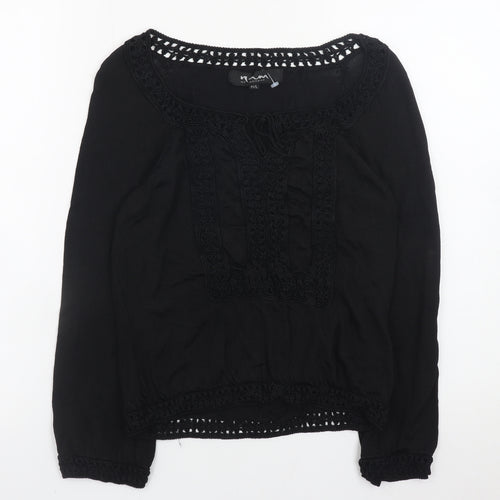 Nam of London Women's Black Crochet Knit Pullover Jumper M/L