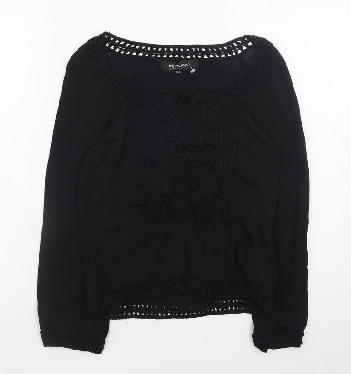 Nam of London Women's Black Crochet Knit Pullover Jumper M/L