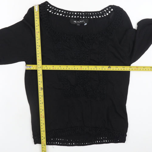 Nam of London Women's Black Crochet Knit Pullover Jumper M/L