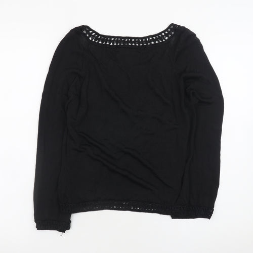 Nam of London Women's Black Crochet Knit Pullover Jumper M/L
