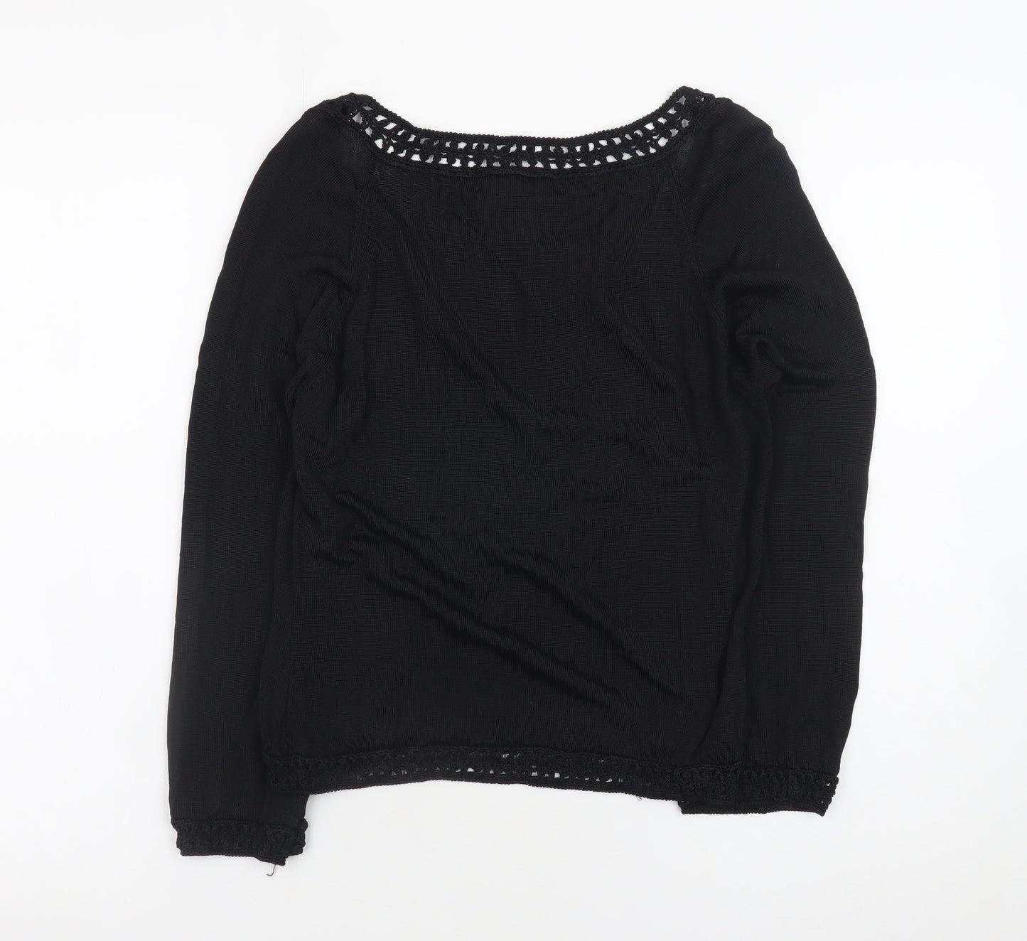 Nam of London Women's Black Crochet Knit Pullover Jumper M/L