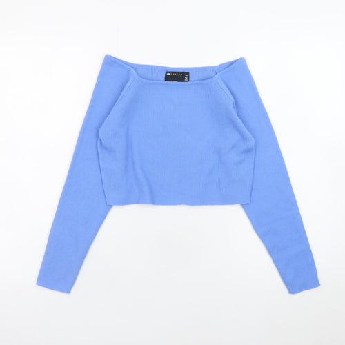 ASOS DESIGN Women’s Blue Long Sleeve Square Neck Pullover Jumper Size 16