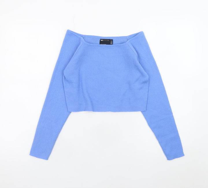 ASOS DESIGN Women’s Blue Long Sleeve Square Neck Pullover Jumper Size 16